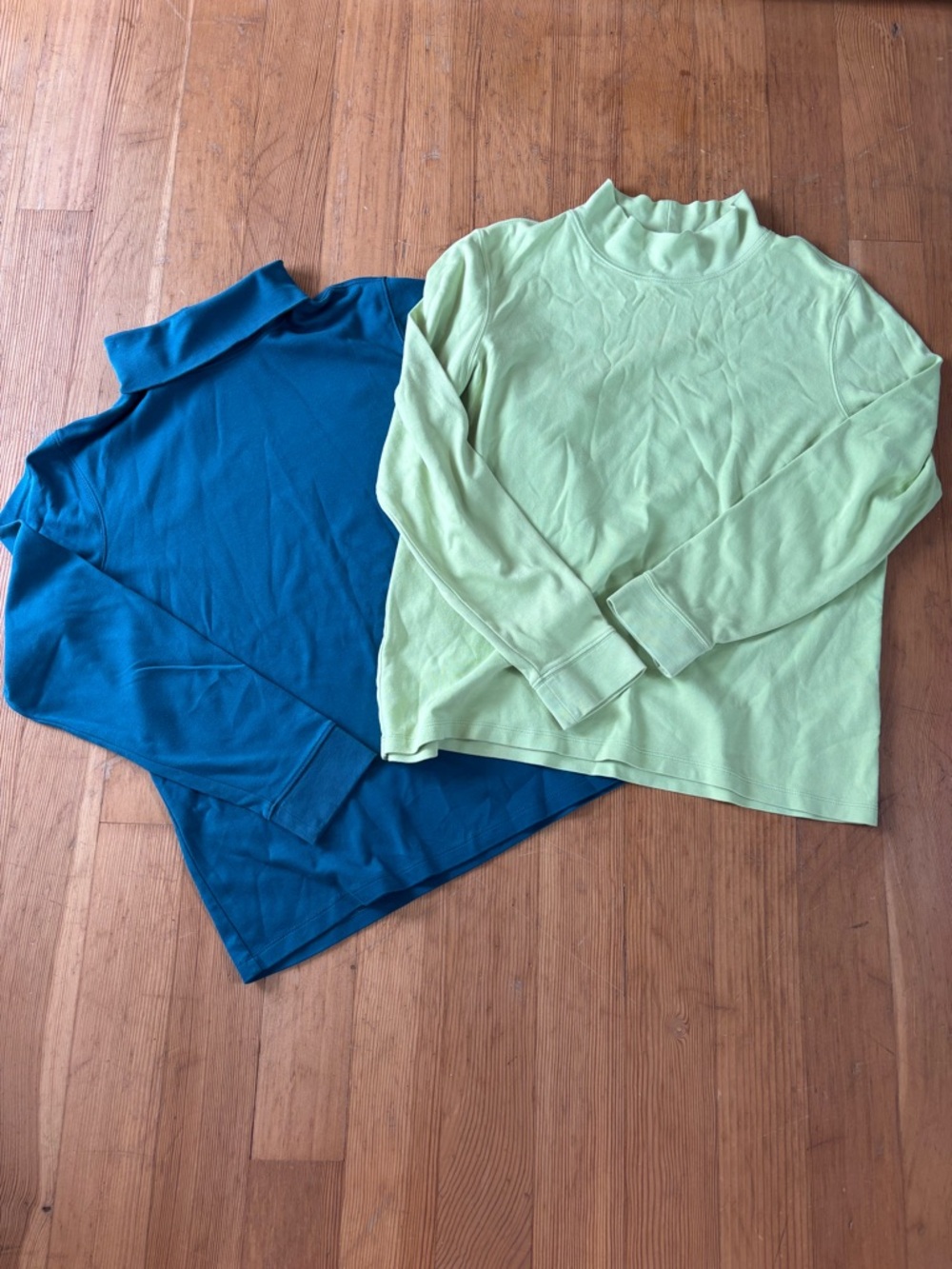 L.L.Bean Cotton Turtleneck Tops Lot of 3 Long Sleeve Green Teal Size L